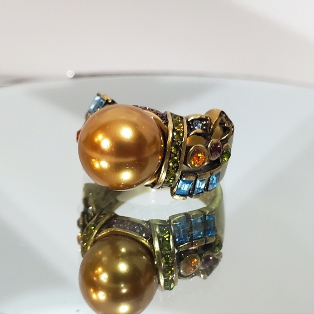 Beyond Beautiful HEIDI DAUS Gold Pearl Jeweled Ring
